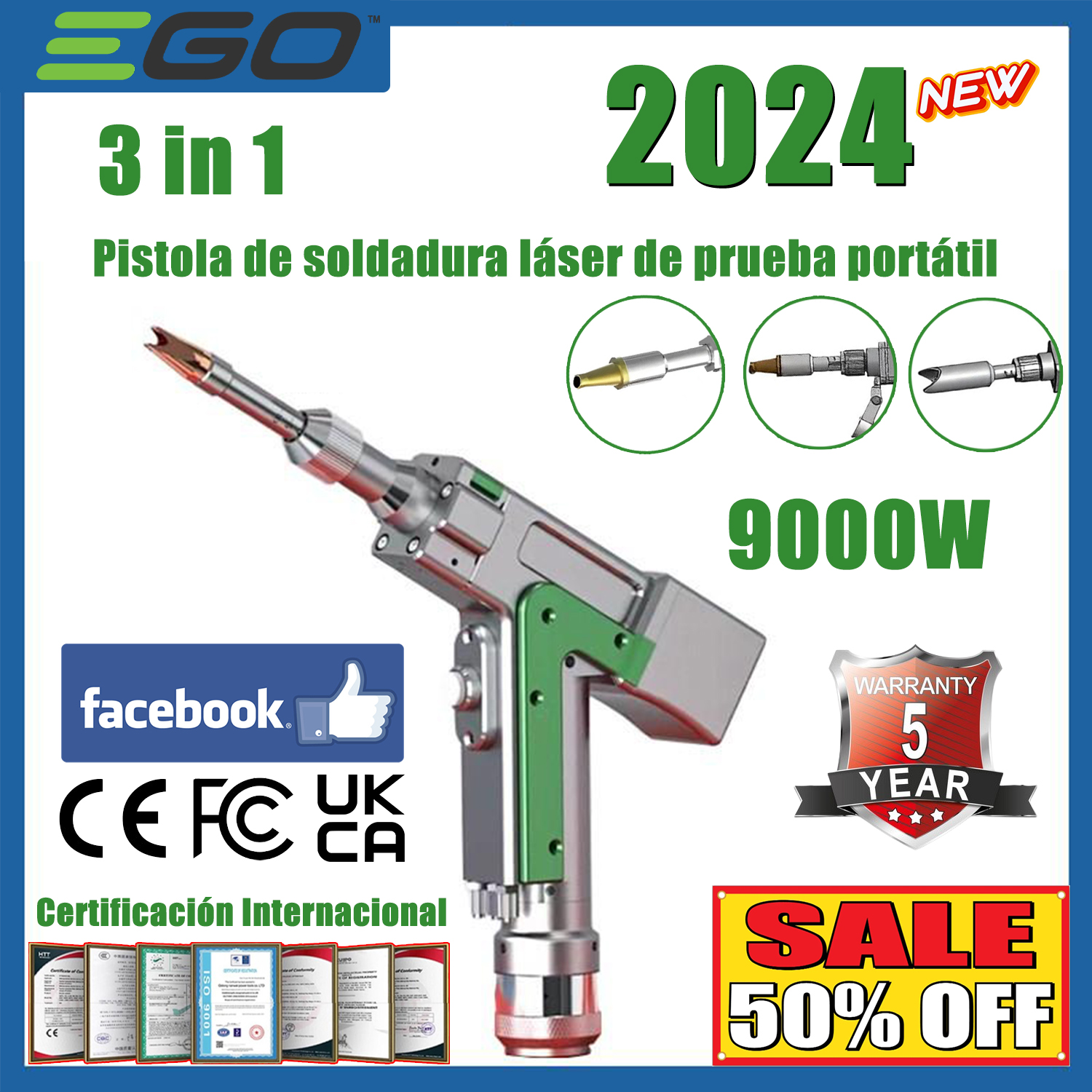 Pistola de soldadura láser multifuncional de 9000 W (soldadura de oro/plata/cobre/hierro/aluminio/acero inoxidable), soldadura (3 en 1) + limpieza + corte (espesor de corte 0-30 mm)