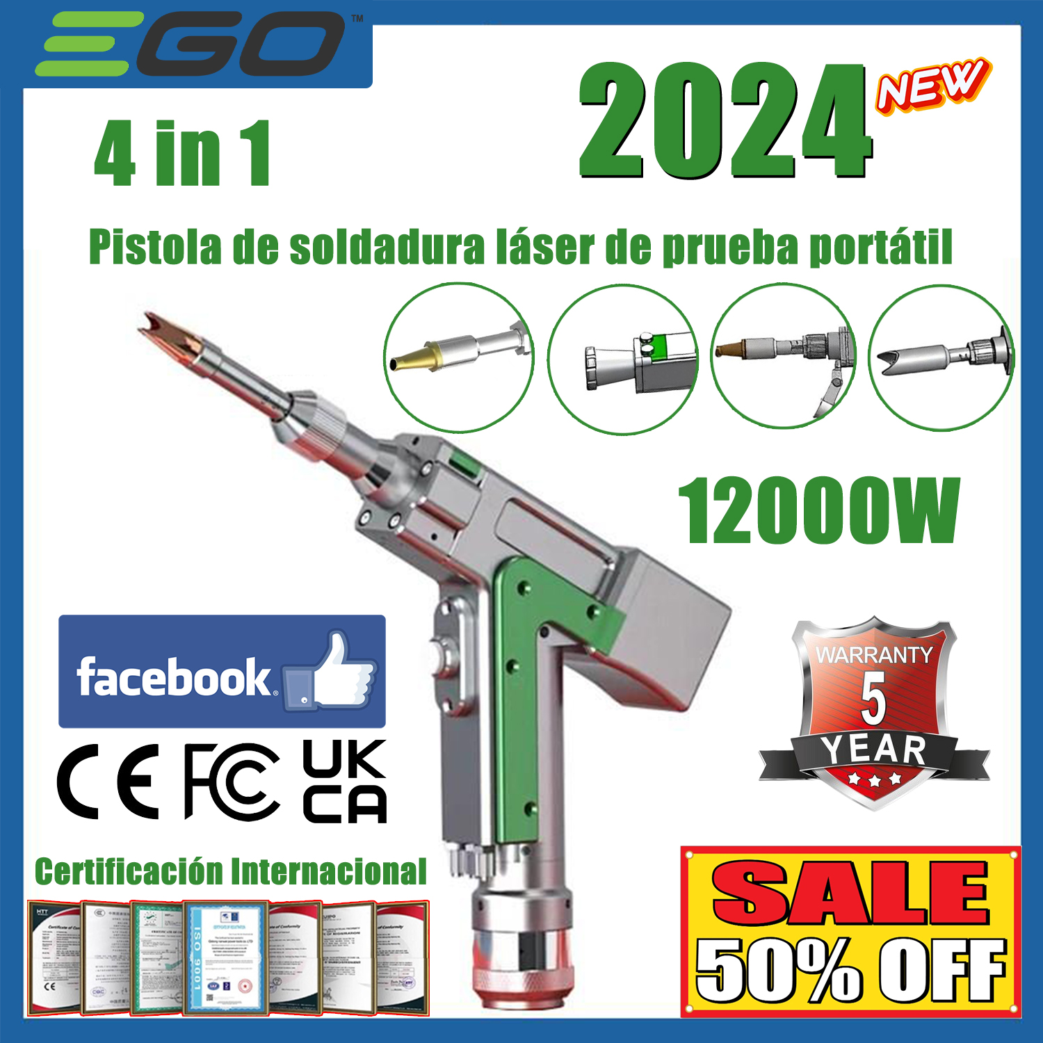 Pistola de soldadura láser multifuncional de 12000 W (soldadura de oro/plata/cobre/hierro/aluminio/acero inoxidable), soldadura (4 en 1) + limpieza + corte + ▲ eliminación de óxido (espesor de corte 0-35 mm)